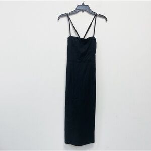 Wild Fable Women's Linen Lace Tie Back Summer Midi Slip Dress Black Size 16